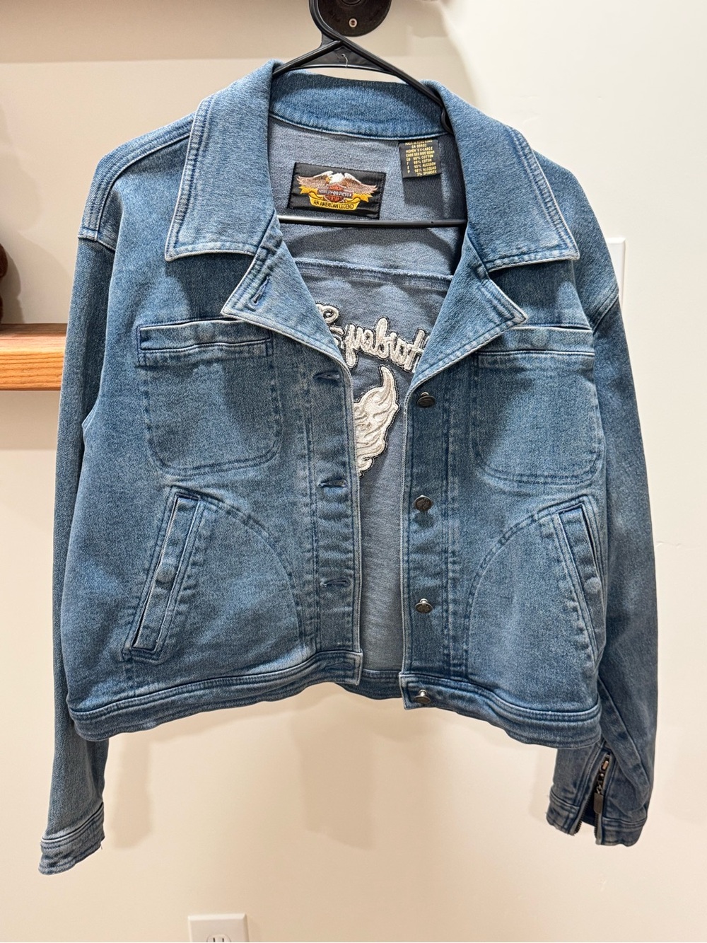 Harley-Davidson Light Blue Denim Jacket with Embroidered Back